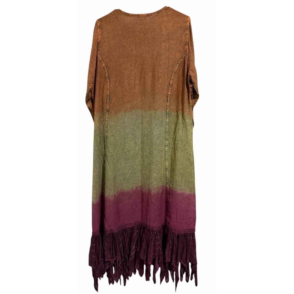 Shoreline Long-Sleeved, Ombre-Dyed, Embellished Boho-Style Maxi Dress Women's OS - Picture 2 of 12